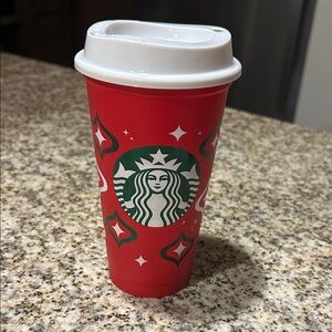 Starbucks Festive Red Tumbler with White Lid